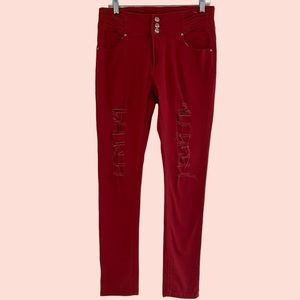 KJ Premium Columbian Jeans Rust Distressed Skinny Jeans 13